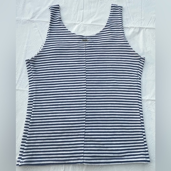 Blue and White Stripped Lace Up the Front Hollister Tank Top Size Medium - Picture 2 of 3